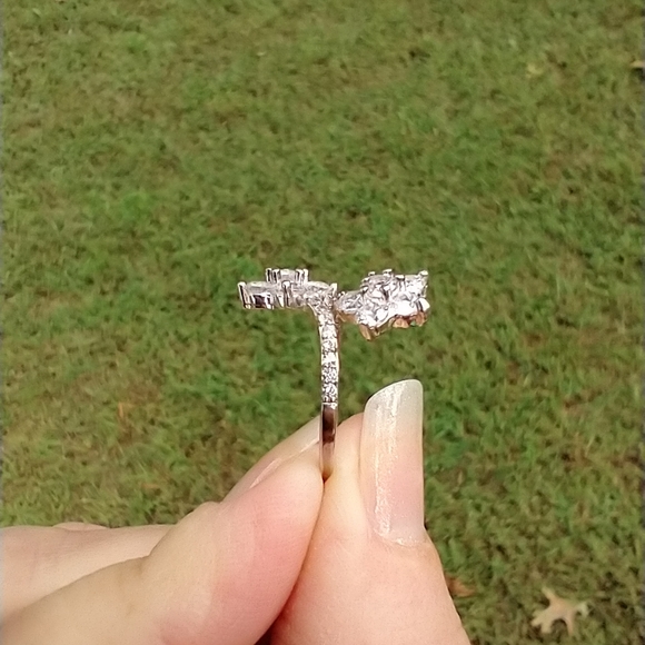 925 Silver Double Flower Ring - Picture 9 of 13